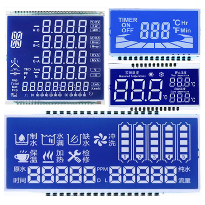 Προσαρμοσμένη οθόνη LCD STN, κατάσταση μπλε STN / λευκό φόντο χαρακτήρες / γραμματοσειρές, σύνδεση μεταλλικών πινών