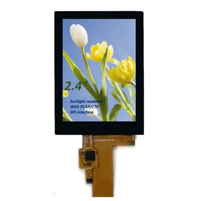 2.4 ίντσες PCAP TFT LCD οθόνη Διαβάσιμη από το φως του ήλιου, 15 Pin SPI 2.4 ίντσες Όλη η γωνία προβολής TFT LCD με CTP