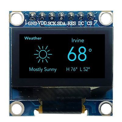 7 καρφίτσες 0,96 ιντσών OLED οθόνη SPI 3V Λευκό PMOLED με SSD1306 Driver IC