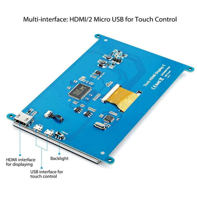 Σημεία επίδειξης 800x480 ίντσας TFT LCD σμέουρων Pi4 HDMI 7 με τη χωρητική επιτροπή αφής