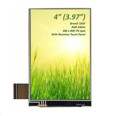 4 ιντσών 480x800 LCD οθόνη αφής, ιατρική οθόνη TFT 3,97 ιντσών & 4 ιντσών RGB διεπαφή