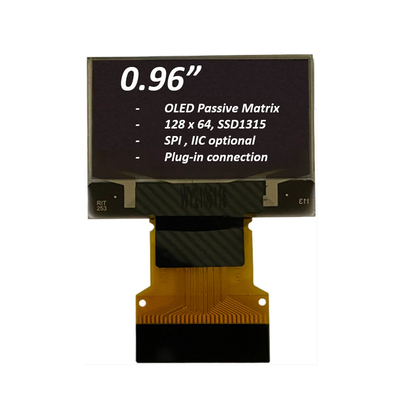 0.96 ιντσών OLED οθόνη 128x64 Pixel SPI I2C Interface Plug-In σύνδεση