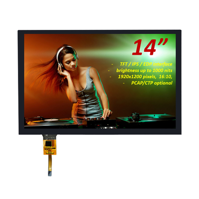 14 ιντσών TFT LCD οθόνη 1920x1200 Pixels 16:10 Διασύνδεση EDP με CTP Touch