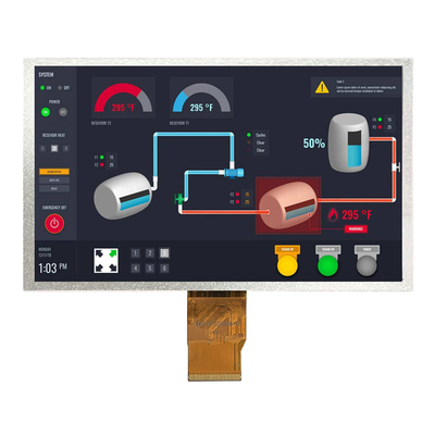 7 ιντσών TFT LCD οθόνη ευρείας θερμοκρασίας λειτουργία RGB 1024x600 50pin οθόνη HMI
