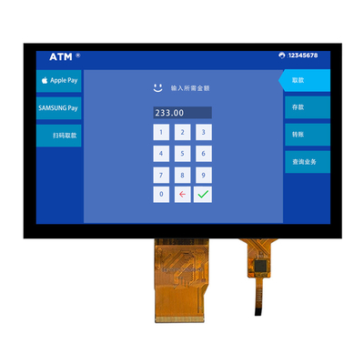 Υψηλή φωτεινότητα 1000nits 7 ιντσών IPS TFT LCD οθόνη 1024 * 600 κουκίδες RGB διεπαφή με CTP