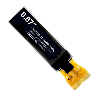 0.87 ιντσών 128x32 Μικρή οθόνη OLED IIC Διασύνδεση λευκό κείμενο