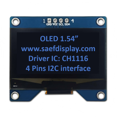 Εταιρική οθόνη OLED 1,54 ιντσών 128x64 με διεπαφή I2C και οδηγό CH1116