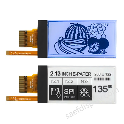 Οθόνη E-ink 2.13" με Μπροστινό Φωτισμό | 122×250 | Μερική Ανανέωση 0.3s | Διασύνδεση SPI | Προσαρμοσμένο CTP