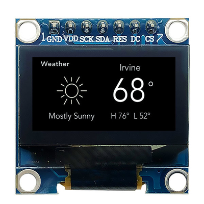 7 καρφίτσες 0,96 ιντσών OLED οθόνη SPI 3V Λευκό PMOLED με SSD1306 Driver IC