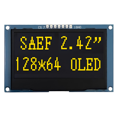 2.42 ιντσών Κίτρινη οθόνη OLED 128x64 Dots Ανάλυση 7 Header Pin SPI Interface